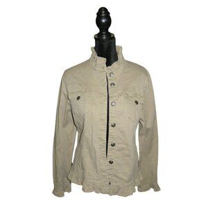 BOGO Baccini Tan Cotton & Spandex Jacket with Ruffle Trim size Large